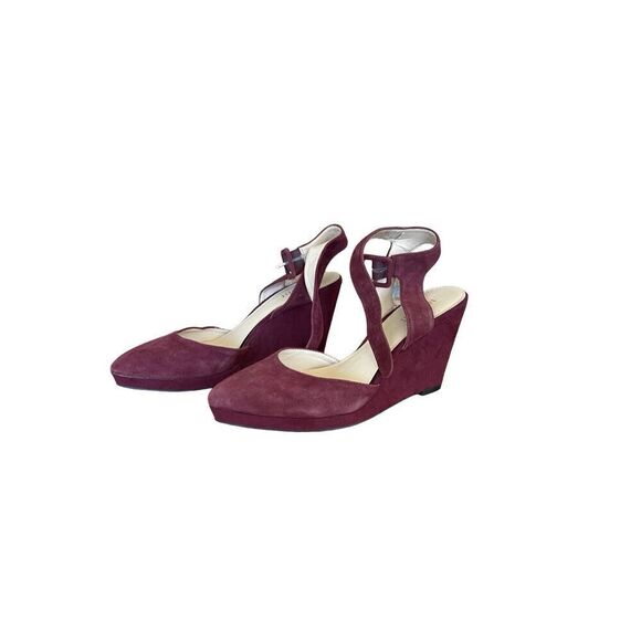 Nine West Womens Purple Suede Leather Upper Ankle Strap Wedge Heel Pump Size 8m - Picture 5 of 7